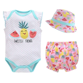 Комплект одежды Kavkas для маленьких девочек, летнее детское боди, штаны, шляпы, костюм, милый комбинезон с цветочным принтом, наряд для подарка новорожденному