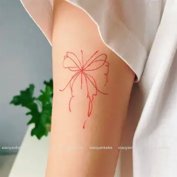 Красочная простая наклейка с татуировкой в виде банта, сексуальная Водонепроницаемая фестивальная татуировка, милые поддельные татуировки для женщин, тату-арт для тела Hotwife