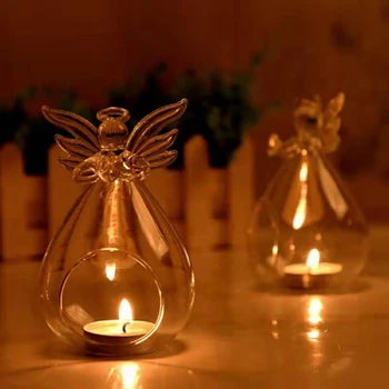 Креативный Ангел, стеклянная подвесная чайная лампа, подсвечник, семейная комната, вечерние, Декоративные подсвечники, подарки для друзей