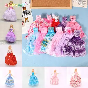 кружевная кукольная одежда 1шт для кукольной одежды длиной 30 см, юбка с шлейфом, платье принцессы, Вечернее платье, Свадебное платье, Аксессуары для декора кукол для девочек