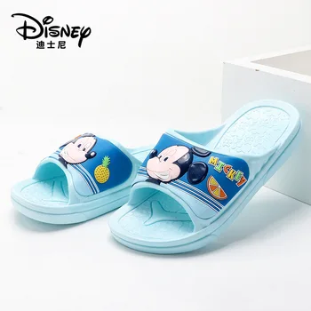 Летняя домашняя обувь Disney с Микки в виде нескользящей ванной, мультяшные тапочки для родителей и детей, домашняя одежда, пляжная обувь с одним словом