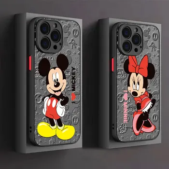 Матовый Чехол D-Disney Mickey Minnie Love Для Apple iPhone 15 14 13 SE 12 11 XS Mini Pro Max 8 7 6S 6 XR X Plus Матовый Чехол Для телефона