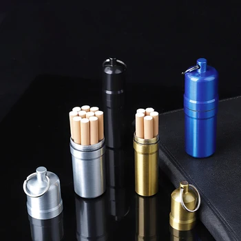 Металлический портсигар с брелоком, портативная мини-водонепроницаемая коробка для сигарет для путешествий на открытом воздухе, серебряный портсигар для табака, 1 шт.