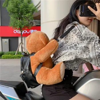 Милые рюкзаки в форме медведя для детей и девочек, мультяшные мотоциклетные медведи, плюшевая сумка для путешествий Милые рюкзаки в форме медведя для детей и девочек, мультяшные мотоциклетные медведи, плюшевая сумка для путешествий 4
