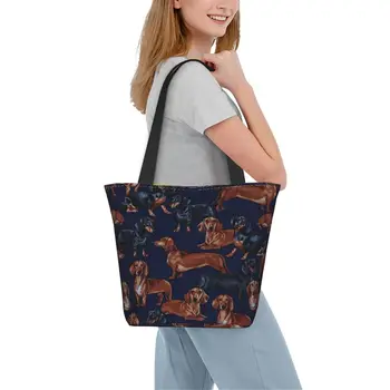 Милые собаки-таксы, дизайнерская женская сумка для покупок, простые модные сумки на молнии, сумки через плечо большой емкости для женщин Милые собаки-таксы, дизайнерская женская сумка для покупок, простые модные сумки на молнии, сумки через плечо большой емкости для женщин 0
