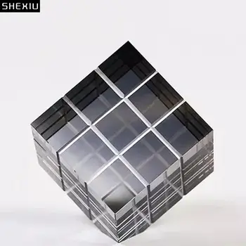 Минимализм, Прозрачная Геометрическая Квадратная Статуэтка из кристаллов Magic Cube, Украшение стола, Скульптура из стеклянного Magic Cube, Поделки, украшения