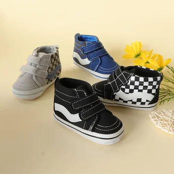 Модные классические детские парусиновые туфли с высоким берцем, удобная обувь для малышей на плоской подошве с мягкой подошвой для детской обуви