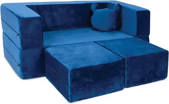 Модульный детский диван для малышей и детской игровой комнаты / мебель для спальни (темно-синий) с дополнительной подушкой