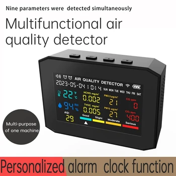 Монитор качества воздуха 10 В 1 Измеритель CO2 CO TVOC HCHO PM2.5 PM1.0 PM10 Датчик температуры и влажности Углекислого газа