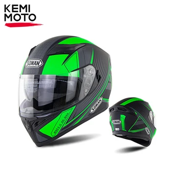 Мотоциклетный полнолицевой шлем в виде ракушки для гонок и мотокросса, защитный шлем, одобренный DOT, материал ABS для мужчин и женщин, дышащий