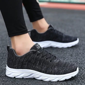 Мужские кроссовки для бега, легкие сетчатые кроссовки для ходьбы, спортивные туфли на плоской подошве для фитнеса, Удобные дышащие черные лоферы большого размера 38-45