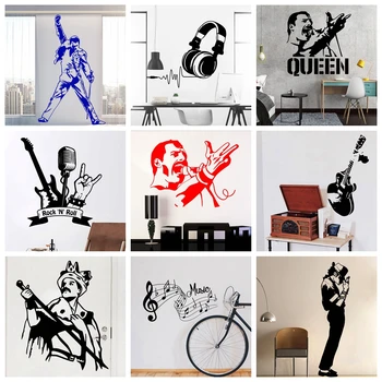 Музыкальная виниловая наклейка на стену Freddie Mercury Queen Band для украшения гостиной, Деколь для домашнего декора спальни, Музыкальные рок-обои
