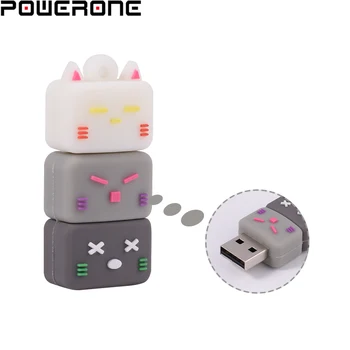 Мультяшный USB Флэш-накопитель128gb Cute Three Cats Pendrive 64GB Высокоскоростная Карта Памяти 32GB Бесплатный Брелок Для Ключей Креативный Флеш-Накопитель Подарок