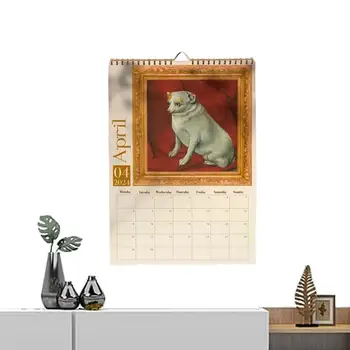 Настенный календарь для собак 2024, Ретро Уникальные Календари для собак 2024, Забавные Новогодние Аксессуары, Декор стен для школ, домов, спален, общежитий