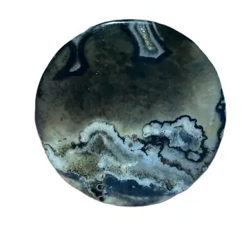 Натуральный Кристалл Черного Агата, процесс полировки круглого среза, образец минерала, Подарок для исцеления Рейки, украшение домашней комнаты