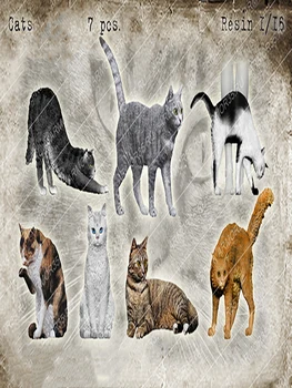 Неокрашенный комплект 1/16 Lovely cats modern ВКЛЮЧАЕТ в себя 7 фигурок исторического набора из неокрашенной смолы миниатюрная модель