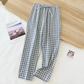 новые весенние мужские хлопчатобумажные брюки из японской ткани, женские повседневные брюки для больших и домашних пар, осенний простой размер в клетку