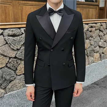 Новый свадебный костюм (костюм + жилет + брюки) Высококачественный мужской приталенный модный костюм из 3/2 предметов, платье в английском стиле Regular Blaze
