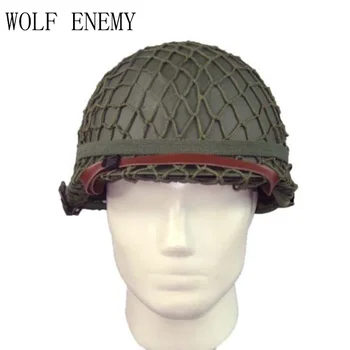 НОВЫЙ тактический военный стальной шлем США M1 времен Второй мировой войны с сетчатым покрытием, копия оборудования времен Второй мировой войны