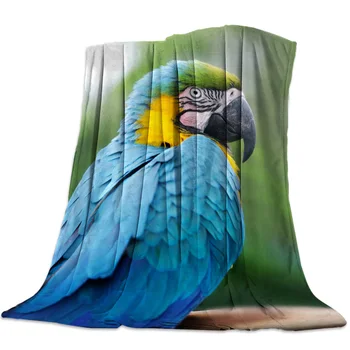 Одеяло с попугаем Портрет голубой птицы Ара Декоративное Мягкое теплое уютное Фланелевое плюшевое одеяло для постельного белья Диван-Кушетка