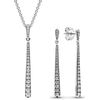 Оригинальное ожерелье из стерлингового серебра 925 пробы, серьги с кристаллами для женщин, Европейский подарочный набор ювелирных изделий 