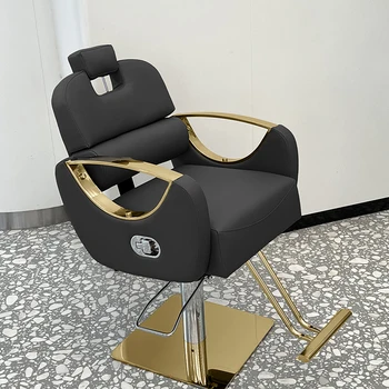Парикмахерское Вращающееся Салонное Кресло Кожаное Роскошное Золотое Парикмахерское Оборудование Салонное Кресло С Гидравлической Ножкой Silla De Barbero Furniture