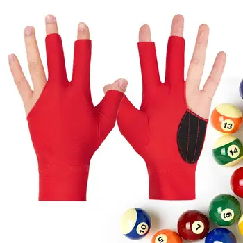 Перчатки для снукера с тремя пальцами, эластичные перчатки для бильярда для левой руки, противоскользящие тренировочные перчатки из спандекса, аксессуары для фитнеса