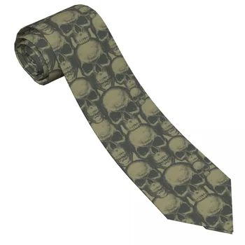 Повседневный узкий галстук в виде наконечника стрелы с человеческими черепами в стиле ретро, тонкий галстук для мужчин, мужские аксессуары, простота для вечеринки, официальный галстук.