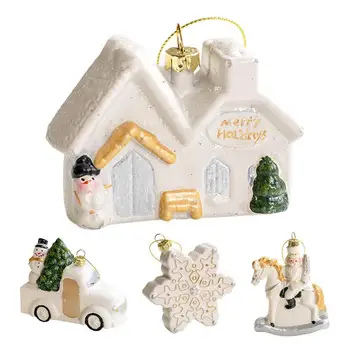 Подвеска-домик для рождественской елки, Рождественские атмосферные декорации, мини-домик, снежинки, креативные подарки для дверей Рождественской елки