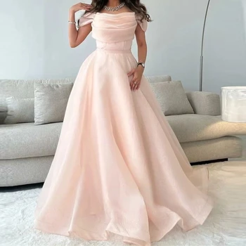 Популярный вырез лодочкой спереди, плиссированные вечерние платья трапециевидной формы с тонкой талией, милое однотонное длинное многоярусное платье, элегантный халат для свадебной вечеринки