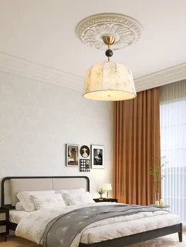 Потолочный светильник в стиле ретро для спальни из массива дерева, Романтическая и уютная средневековая гостиная Наньян, лампа для кабинета, подвесной светильник из ткани, изготовленный вручную