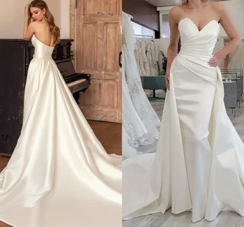 Простое и элегантное сексуальное женское платье-русалка с V-образным вырезом, длиной до бедра, без спинки, длиной до пола, свадебное платье на заказ