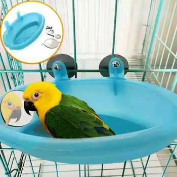 Птичья Водяная Ванна Для Клетки Домашних Животных Подвесная Чаша Для Попугая Parakeet Birdbath с Зеркальными Принадлежностями Для Птиц