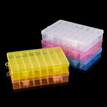 Регулируемая Пластиковая коробка для хранения ювелирных изделий из бисера с 24 сетками, Ювелирный дисплей, Изготовление серег из бисера, Коробка для хранения, Органайзер, контейнер, Коробка 1шт