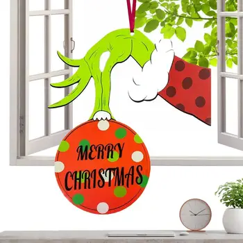 Рождественская вывеска с ремешком, Праздничные знаки, Веселого Рождества, Дизайн пальцев, Дверные ручки, Подвески для рождественской елки, стены, Перила
