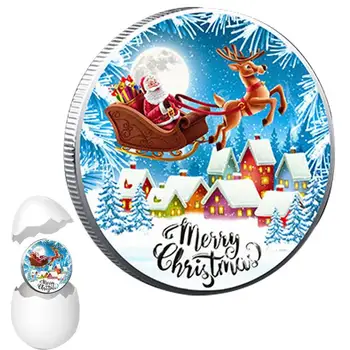 Рождественская сувенирная монета, золотые и Серебряные памятные монеты с декоративным рисунком Санта-Клауса, Коллекционная Художественная Сувенирная монета