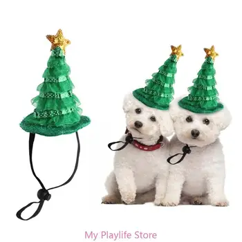Рождественская шляпа для домашних животных, шляпа в форме Рождественской елки для собак, принадлежности для переодевания кошек, милые карнавалы, Зимняя шапка, аксессуар для домашних животных