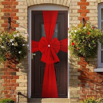 Рождественский галстук-бабочка с полной оберткой, Высококачественное Элегантное Очень Большое Дверное украшение, Привлекательный бант на входной двери