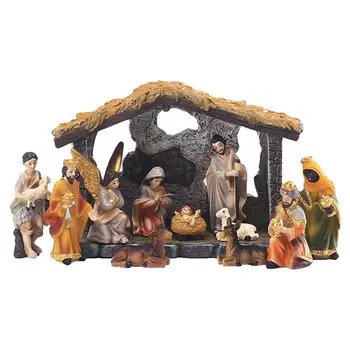 Рождественский рождественский набор, Рождественский подарок, ручная роспись, Святое семейство, поделки, статуя, Рождение Иисуса, декоративные украшения