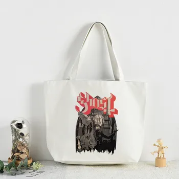 Рок-группа Ghost, Популярные персонажи, сумка-тоут, холщовые сумки унисекс, хозяйственные сумки, повседневная сумка через плечо с принтом, складная