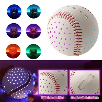 с 6 меняющимися цветами Подсветка Бейсбольный стандарт 9 дюймов Тренировочная подача Тренировочный Бейсбол Светящийся в темноте Бейсбол