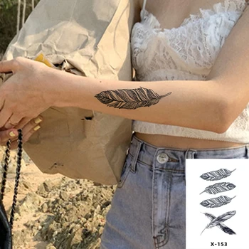 Сексуальная татуировка в виде пера Одуванчика на лодыжке, водонепроницаемая искусственная временная татуировка на ключице, плече для женщин и мужчин