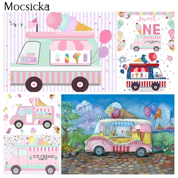 Сладкий автомобиль, фон для мороженого для фотосъемки, торт на 1-й день рождения, портрет новорожденных, детская обувь, фон для фотобудки