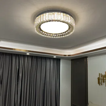 Современный свет роскошная лампа для спальни круглая светодиодная хрустальная потолочная лампа простой домашний скандинавский квадратный светильник для гостиной