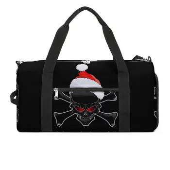 Спортивная сумка Рождественский Злой Санта Спортивная сумка Большой Черный Череп Пара Уличная Дизайнерская сумка Новинка Дорожная Тренировочная сумка для фитнеса