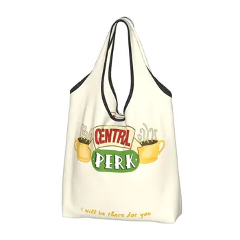 Сумки для покупок Central Perk Friends, Многоразовые Продуктовые сумки, вместимость, Классические ТВ-шоу, Смешные сумки для переработки, Моющаяся сумочка