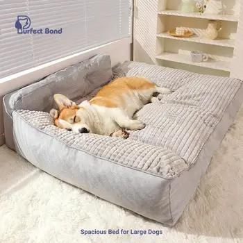 Съемная и моющаяся L-образная поролоновая кровать для собак, большие кровати для собак, просторный коврик для больших собак, нескольких собак, семьи