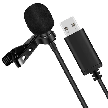 Универсальный USB-микрофон Петличный микрофон с креплением к компьютерному микрофону, всенаправленный микрофон Plug and Play