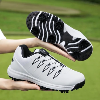 Унисекс, профессиональные кроссовки для гольфа, тренировочные нескользящие мужские шипы, кожаная обувь для гольфа, водонепроницаемая женская обувь для занятий гольфом