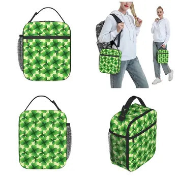 Фирменная Термоизолированная сумка для ланча на День Святого Патрика, Натуральный Зеленый Четырехлистный клевер, Пищевой контейнер, термоохладитель, Ланч-бокс Фирменная Термоизолированная сумка для ланча на День Святого Патрика, Натуральный Зеленый Четырехлистный клевер, Пищевой контейнер, термоохладитель, Ланч-бокс 1